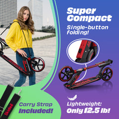 X3M Scooter for Kids Ages 6-12 - Scooters for Teens 12 Years and Up - Adult Scooter with Anti-Shock Suspension - Scooter for Kids 8 Years and Up with 4 Adjustment Levels Handlebar Up to 41 Inches High