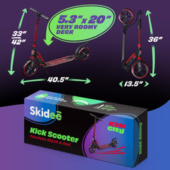 X3M Scooter for Kids Ages 6-12 - Scooters for Teens 12 Years and Up - Adult Scooter with Anti-Shock Suspension - Scooter for Kids 8 Years and Up with 4 Adjustment Levels Handlebar Up to 41 Inches High