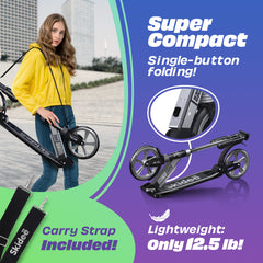 X3M Scooter for Kids Ages 6-12 - Scooters for Teens 12 Years and Up - Adult Scooter with Anti-Shock Suspension - Scooter for Kids 8 Years and Up with 4 Adjustment Levels Handlebar Up to 41 Inches High