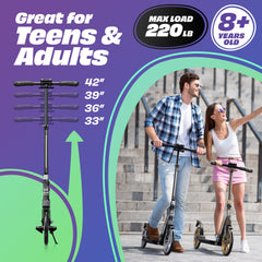 X3M Scooter for Kids Ages 6-12 - Scooters for Teens 12 Years and Up - Adult Scooter with Anti-Shock Suspension - Scooter for Kids 8 Years and Up with 4 Adjustment Levels Handlebar Up to 41 Inches High