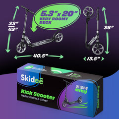 X3M Scooter for Kids Ages 6-12 - Scooters for Teens 12 Years and Up - Adult Scooter with Anti-Shock Suspension - Scooter for Kids 8 Years and Up with 4 Adjustment Levels Handlebar Up to 41 Inches High