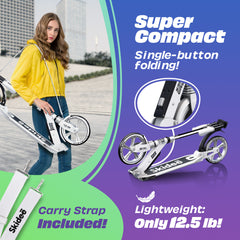 X3M Scooter for Kids Ages 6-12 - Scooters for Teens 12 Years and Up - Adult Scooter with Anti-Shock Suspension - Scooter for Kids 8 Years and Up with 4 Adjustment Levels Handlebar Up to 41 Inches High