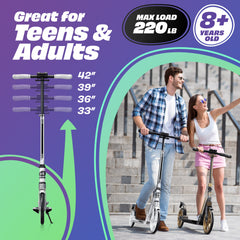 X3M Scooter for Kids Ages 6-12 - Scooters for Teens 12 Years and Up - Adult Scooter with Anti-Shock Suspension - Scooter for Kids 8 Years and Up with 4 Adjustment Levels Handlebar Up to 41 Inches High