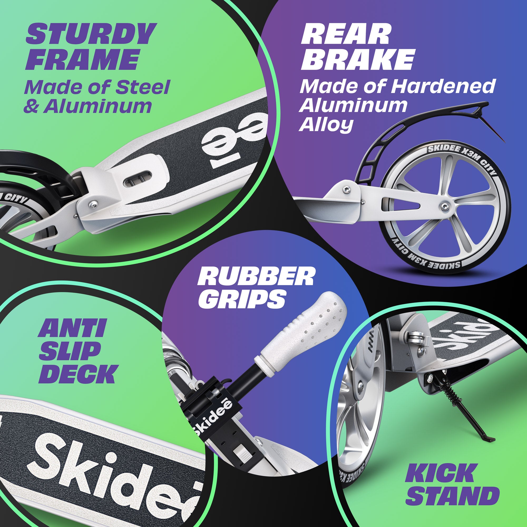 X3M Scooter for Kids Ages 6-12 - Scooters for Teens 12 Years and Up - Adult Scooter with Anti-Shock Suspension - Scooter for Kids 8 Years and Up with 4 Adjustment Levels Handlebar Up to 41 Inches High