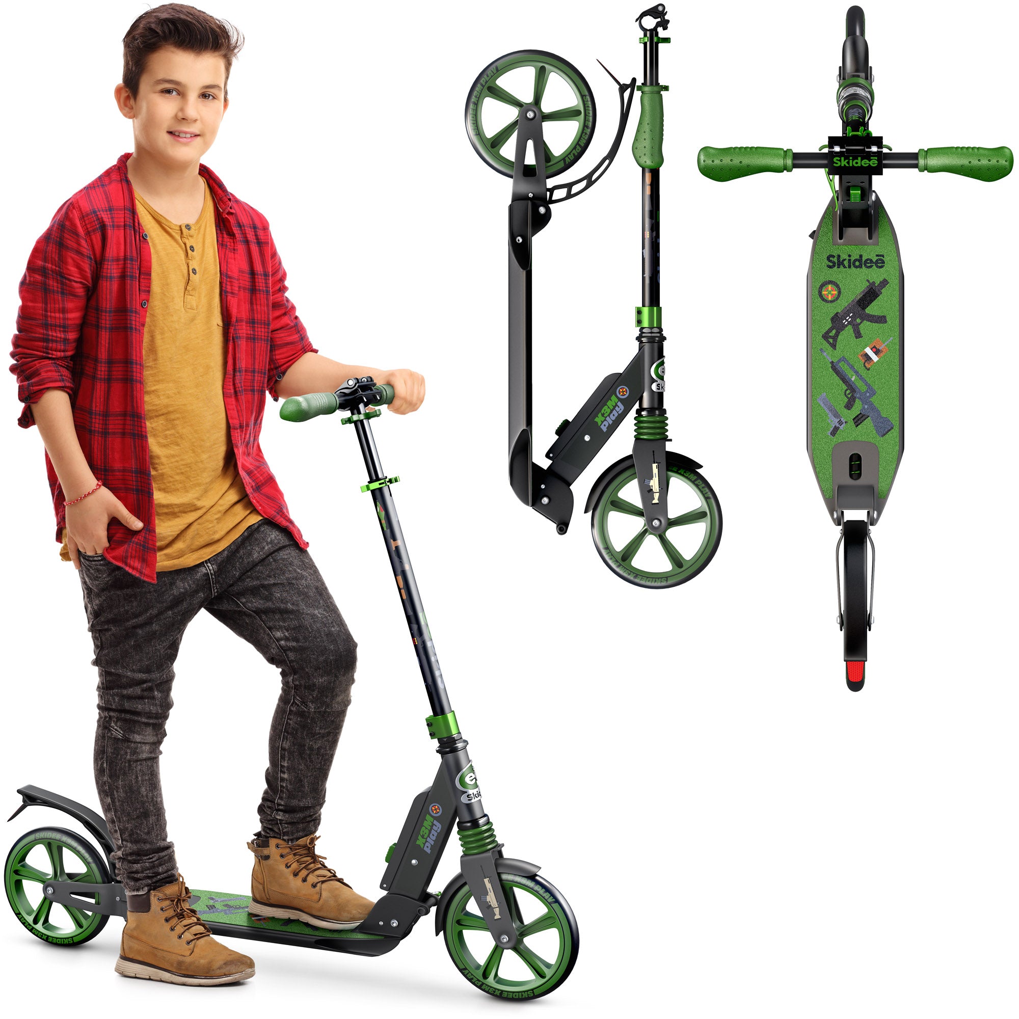 X3M Scooter for Kids Ages 6-12 - Scooters for Teens 12 Years and Up - Adult Scooter with Anti-Shock Suspension - Scooter for Kids 8 Years and Up with 4 Adjustment Levels Handlebar Up to 41 Inches High