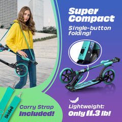 X3M Scooter for Kids Ages 6-12 - Scooters for Teens 12 Years and Up - Adult Scooter with Anti-Shock Suspension - Scooter for Kids 8 Years and Up with 4 Adjustment Levels Handlebar Up to 41 Inches High