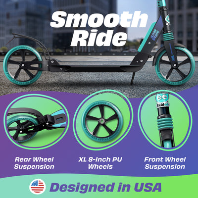 X3M Scooter for Kids Ages 6-12 - Scooters for Teens 12 Years and Up - Adult Scooter with Anti-Shock Suspension - Scooter for Kids 8 Years and Up with 4 Adjustment Levels Handlebar Up to 41 Inches High