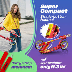 X3M Scooter for Kids Ages 6-12 - Scooters for Teens 12 Years and Up - Adult Scooter with Anti-Shock Suspension - Scooter for Kids 8 Years and Up with 4 Adjustment Levels Handlebar Up to 41 Inches High