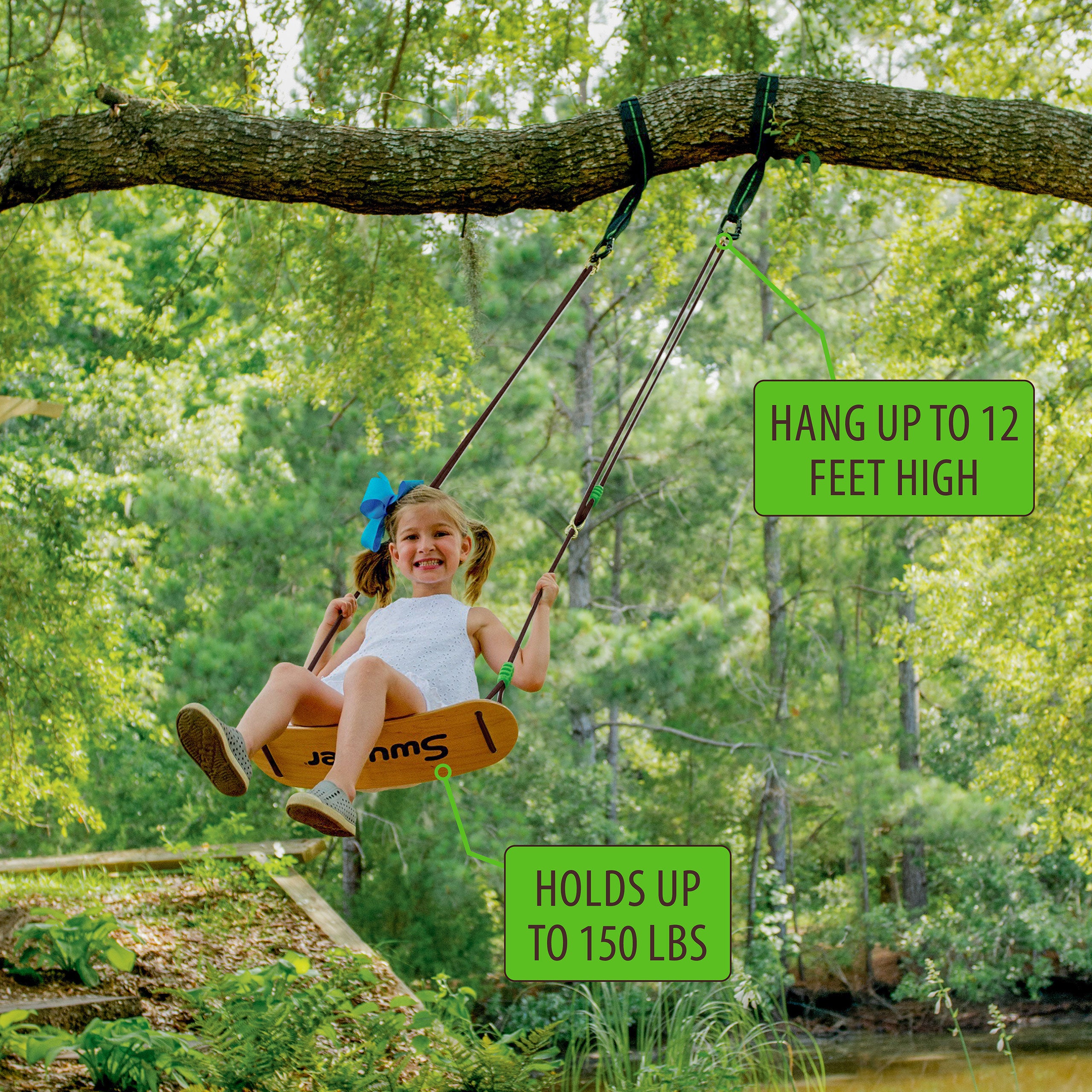Swurfer Sway — Premium Coated Maple Wood Tree Swing for Kids