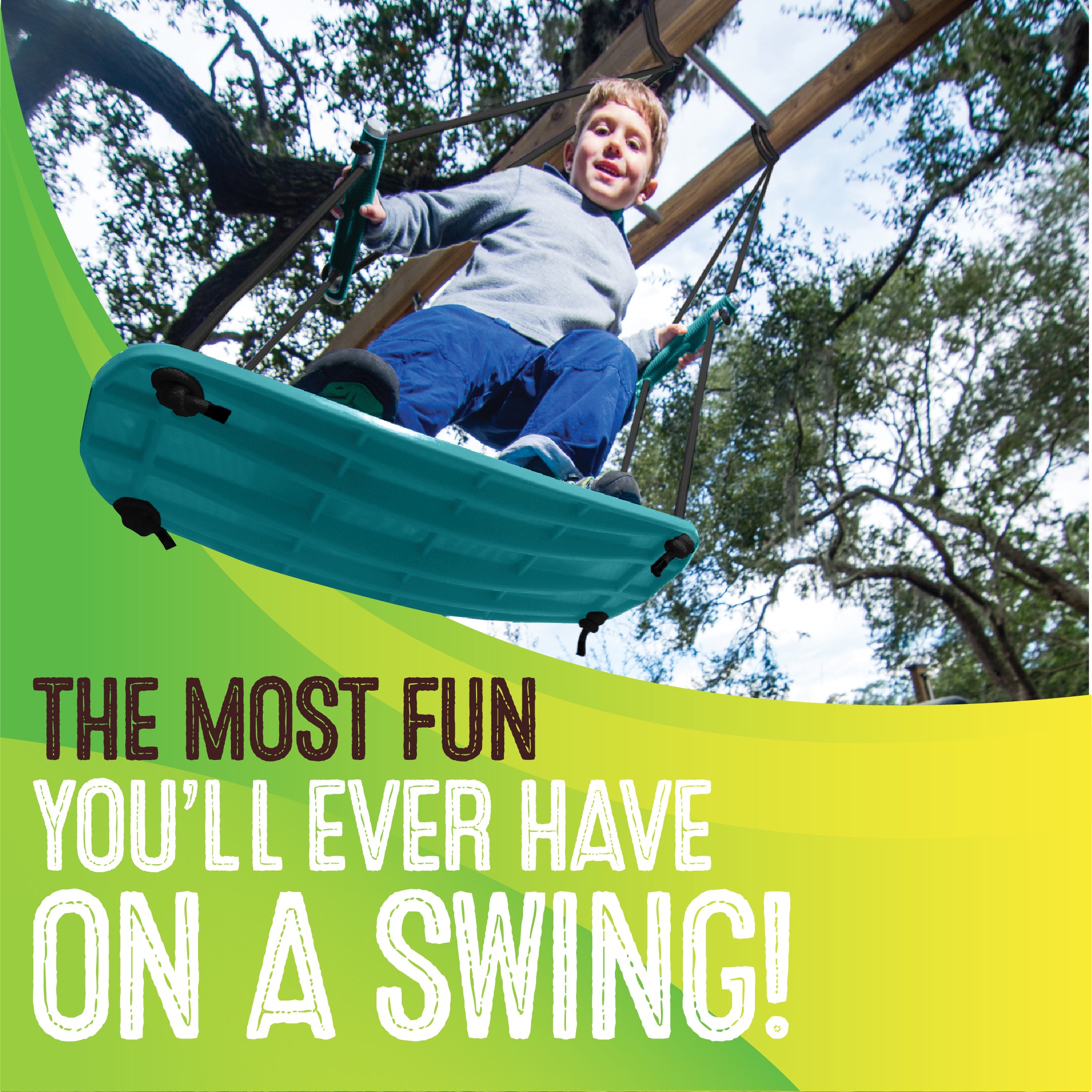 Swurfer Kick Stand Up Outdoor Surfing Tree Swing for Kids Up to 15 Lbs