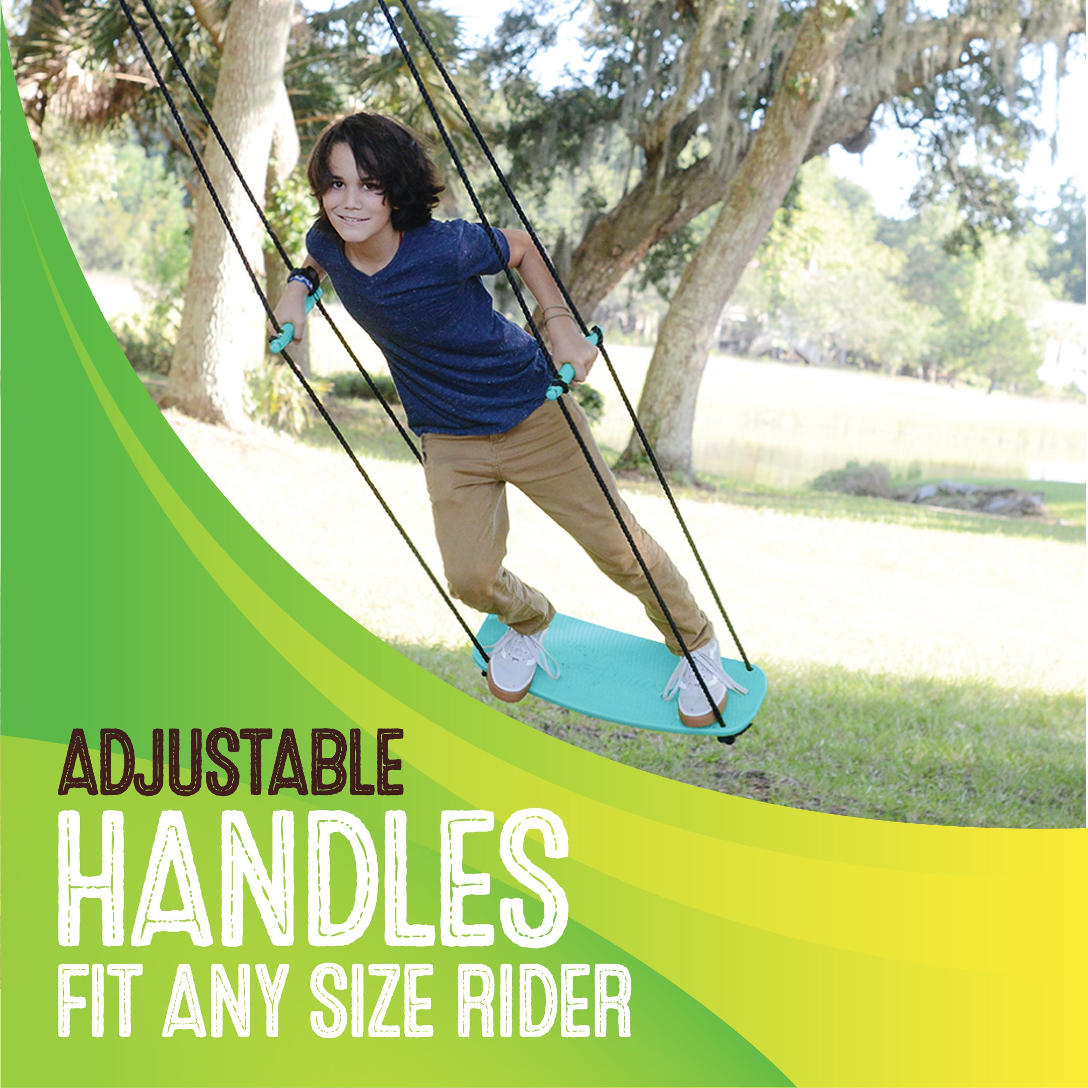 Swurfer Kick Stand Up Outdoor Surfing Tree Swing for Kids Up to 15 Lbs