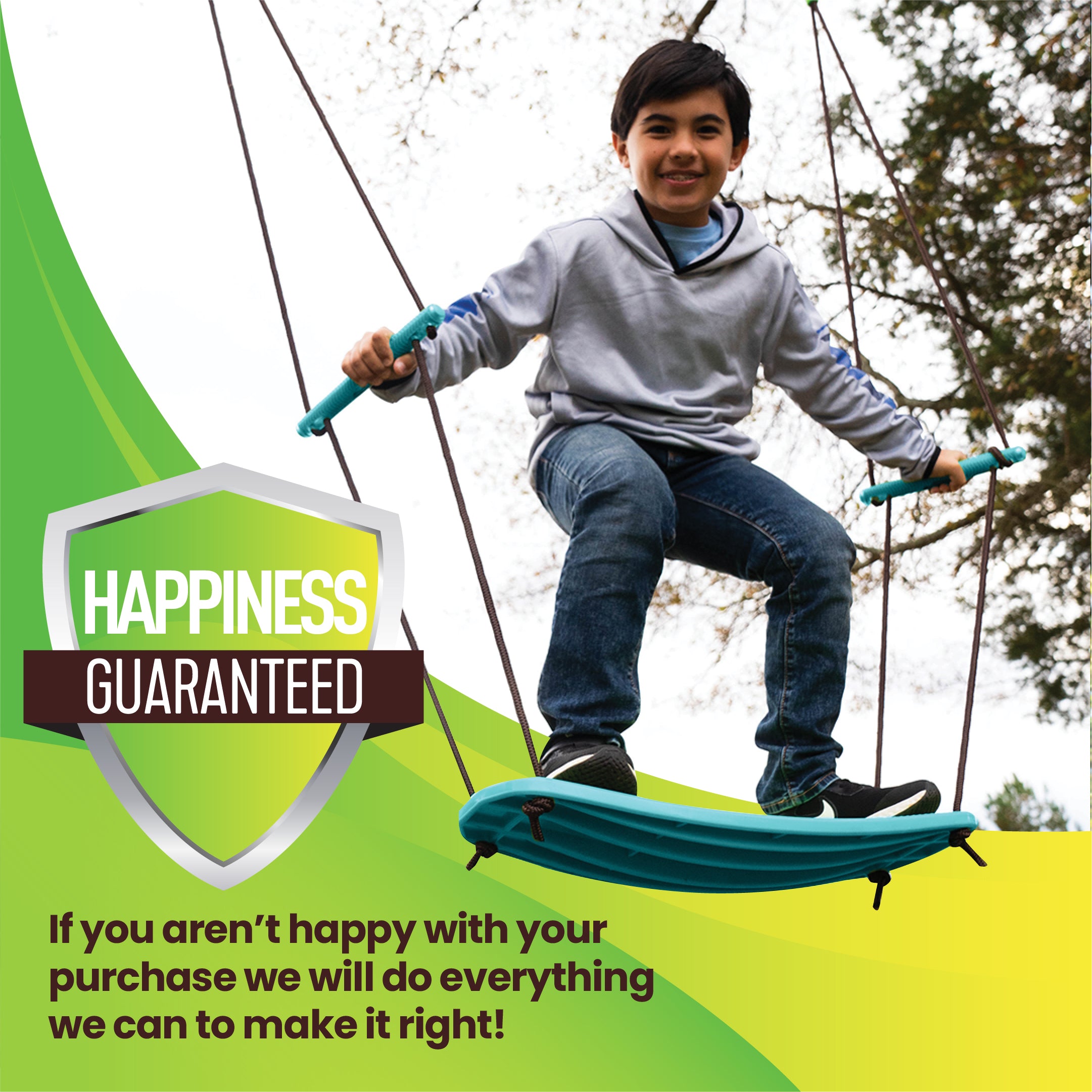 Swurfer Kick Stand Up Outdoor Surfing Tree Swing for Kids Up to 15 Lbs