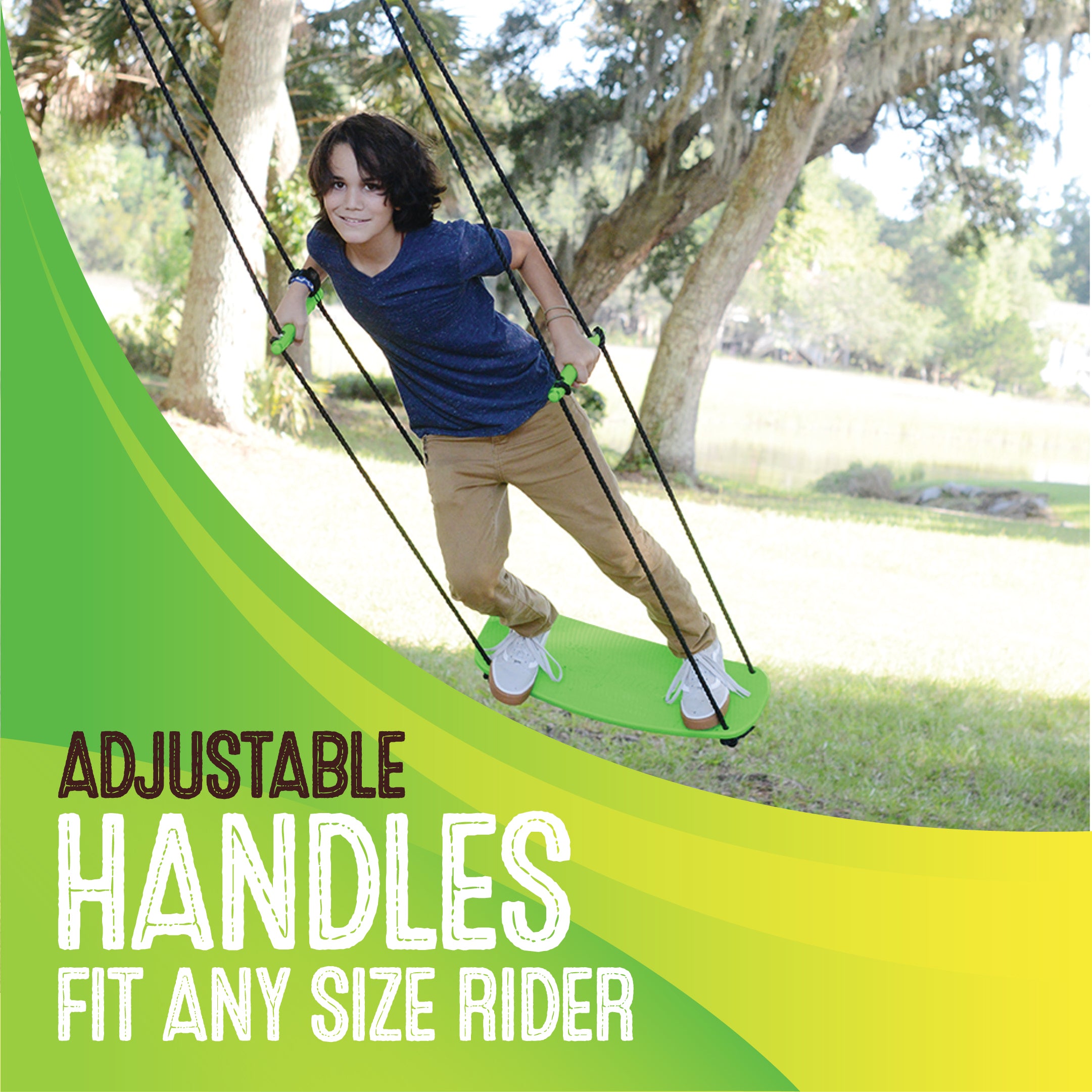 Swurfer Kick Stand Up Outdoor Surfing Tree Swing for Kids Up to 15 Lbs