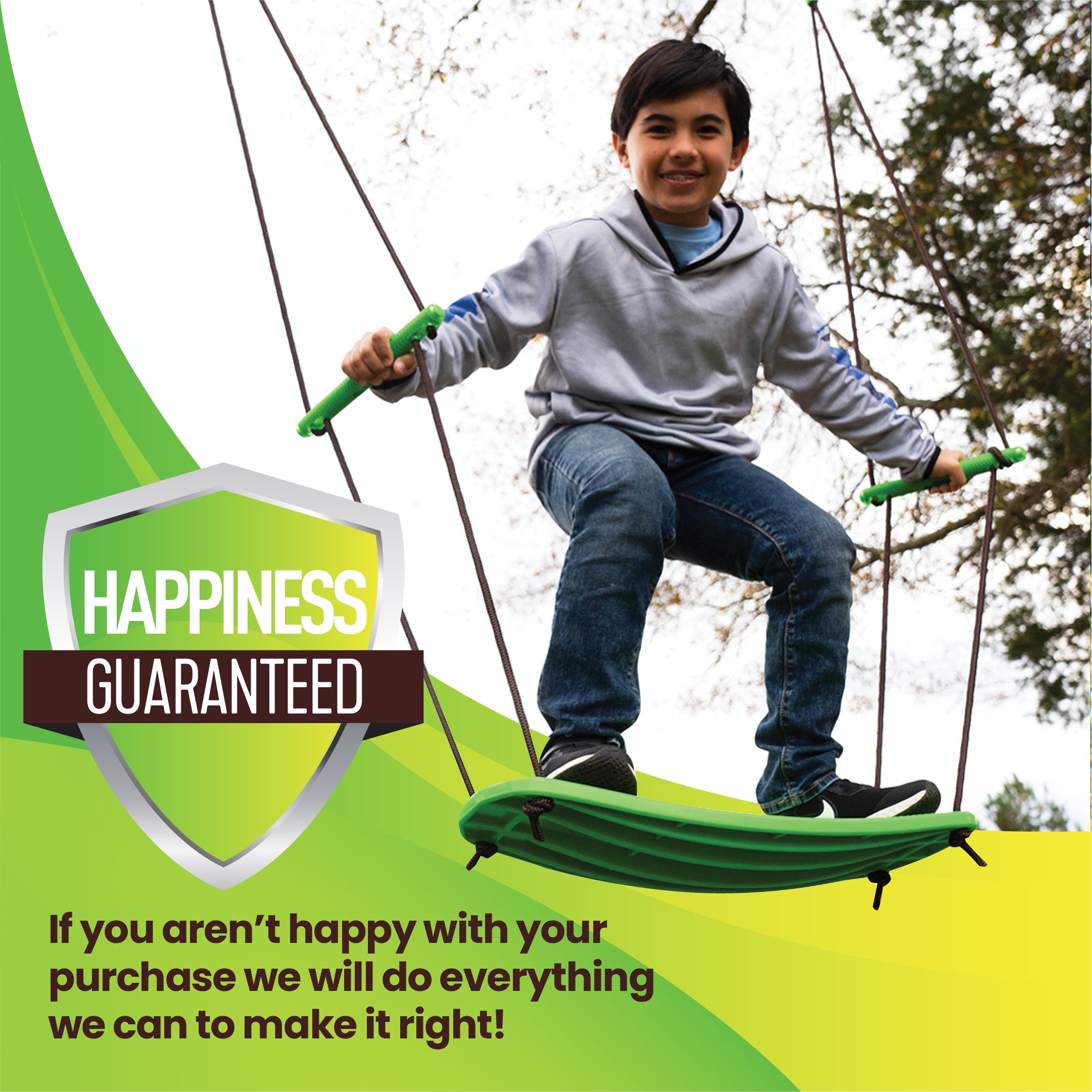 Swurfer Kick Stand Up Outdoor Surfing Tree Swing for Kids Up to 150 Lbs