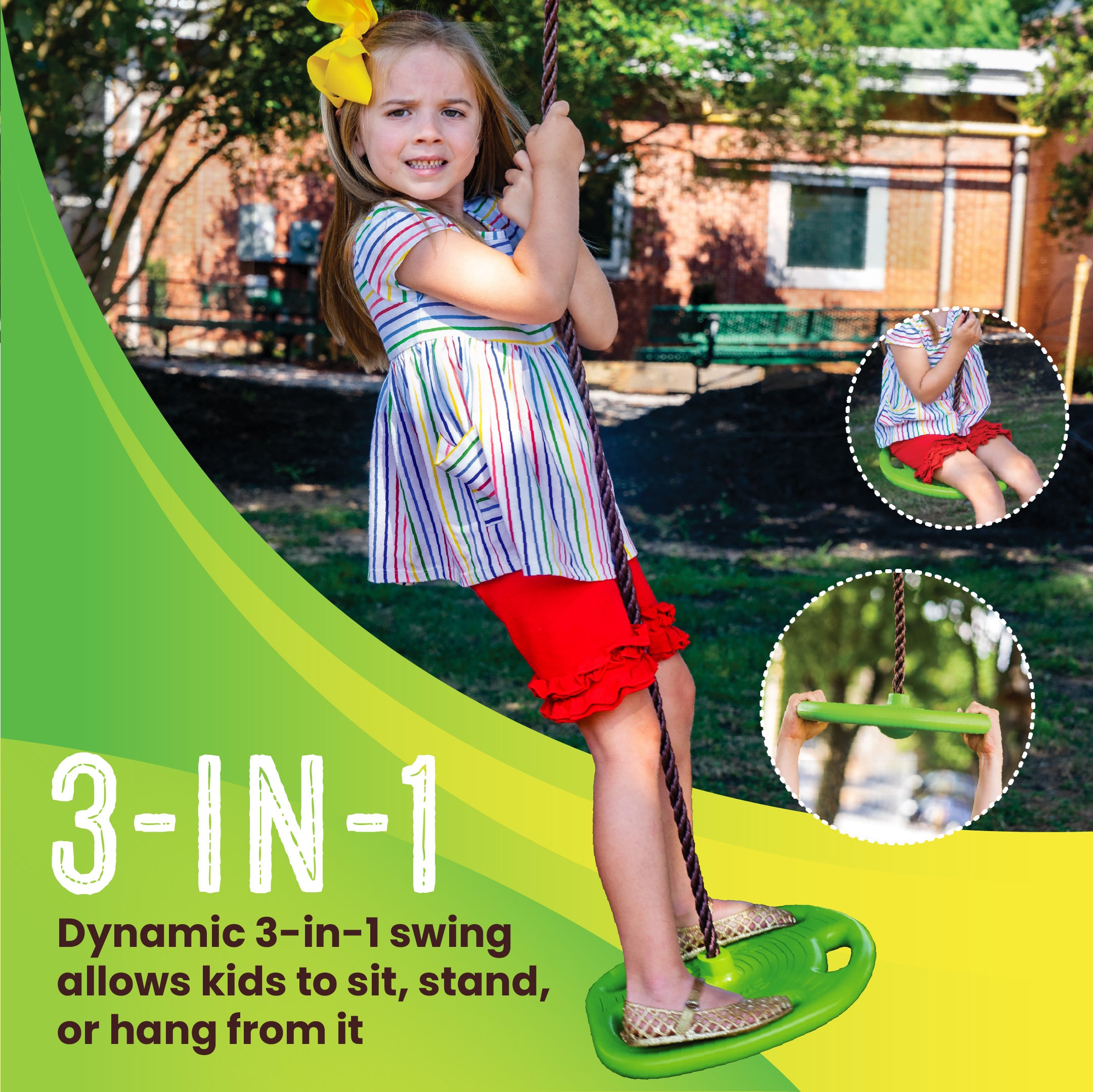 Tree Ring — 3-in-1 Sit, Stand, or Hang Disc Swing for Kids