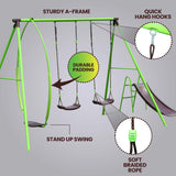 Load image into Gallery viewer, Triple Steel 3-in-1 Swing Set with Slide, Playset for Kids 3+, Holds 4 kids at once