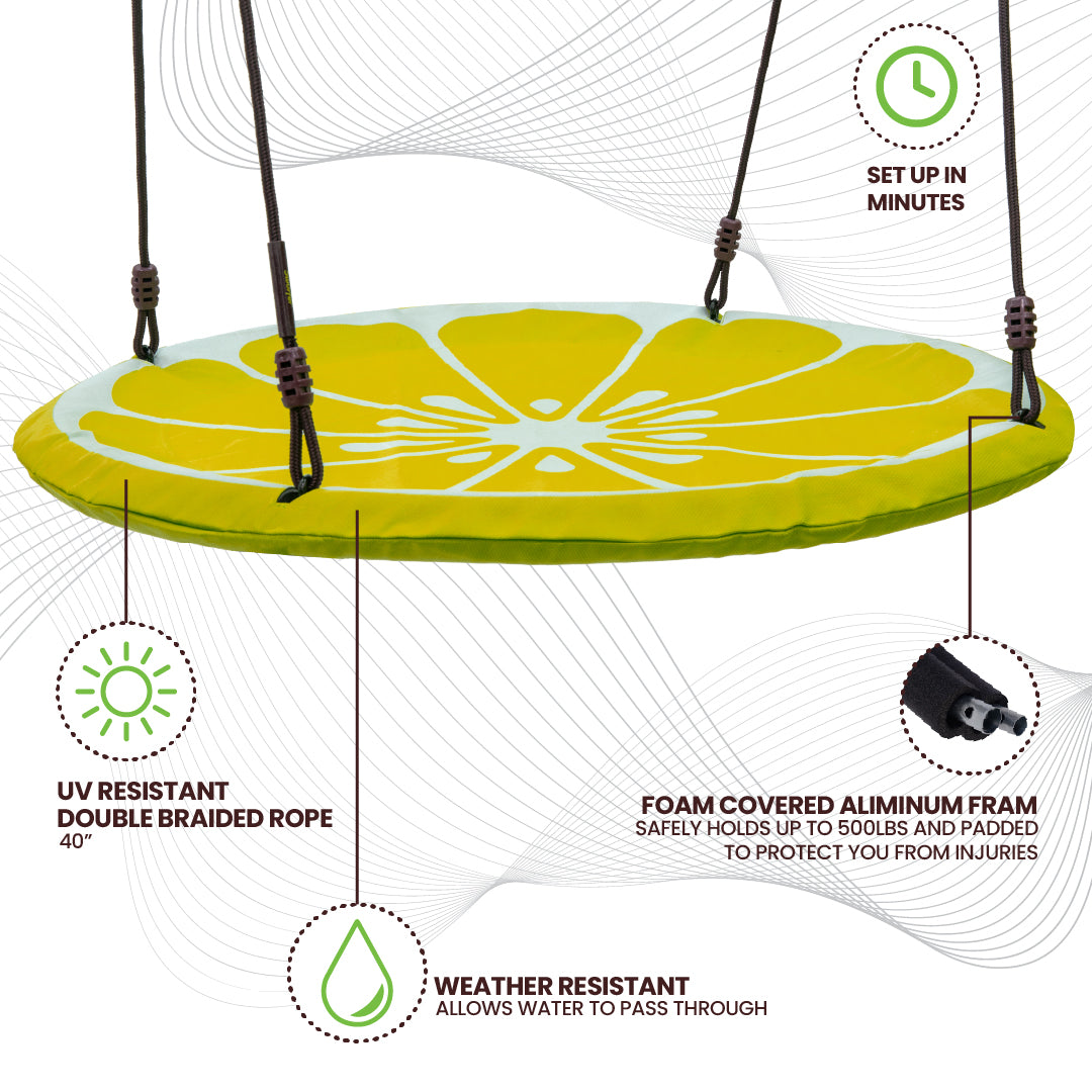 40" Fruit Slice Giant Saucer Swing, Holds up to 4 Kids