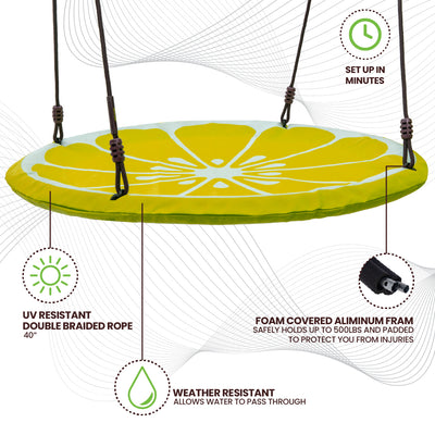 40" Fruit Slice Giant Saucer Swing, Holds up to 4 Kids