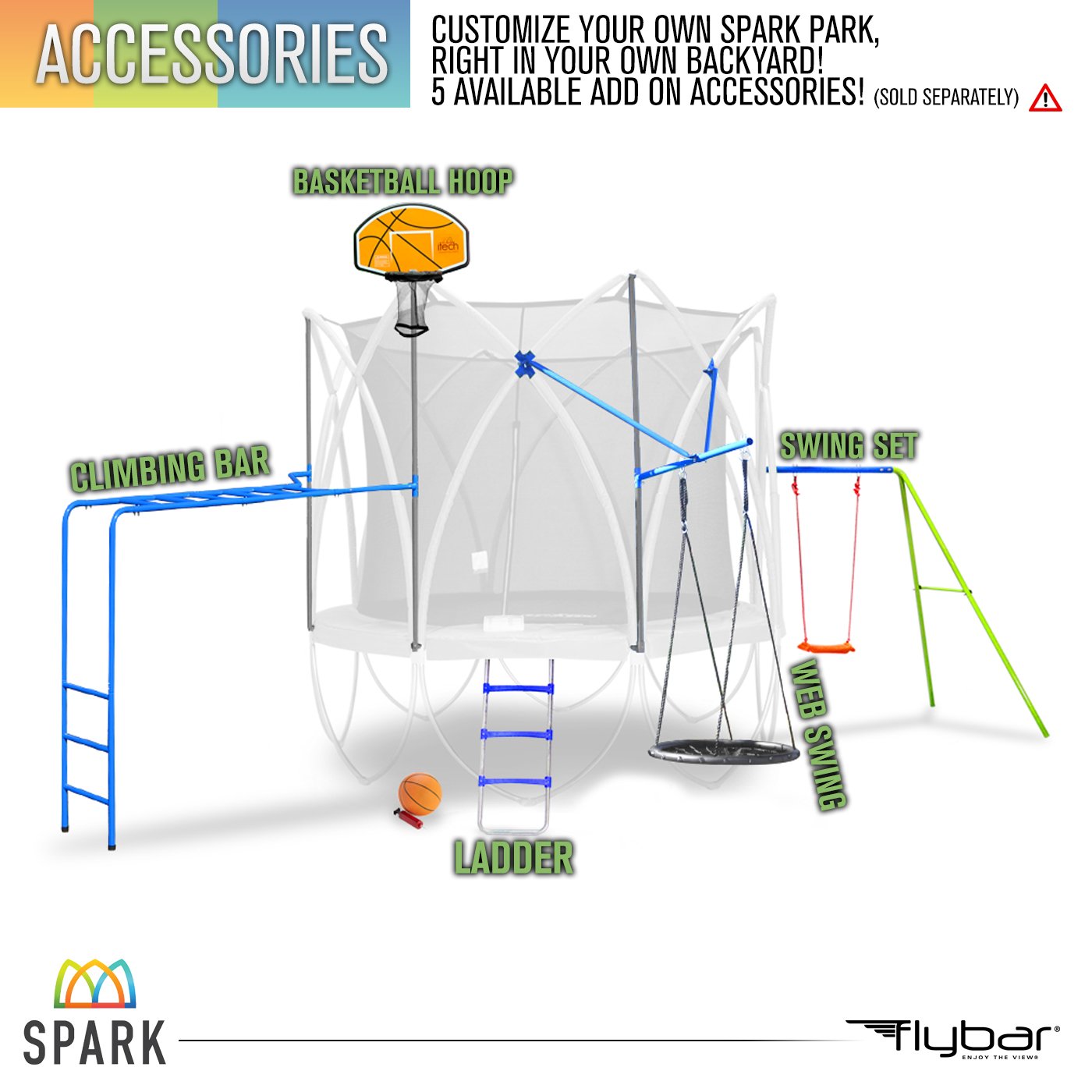 Spark 8FT Trampoline & Net, Ages 6+