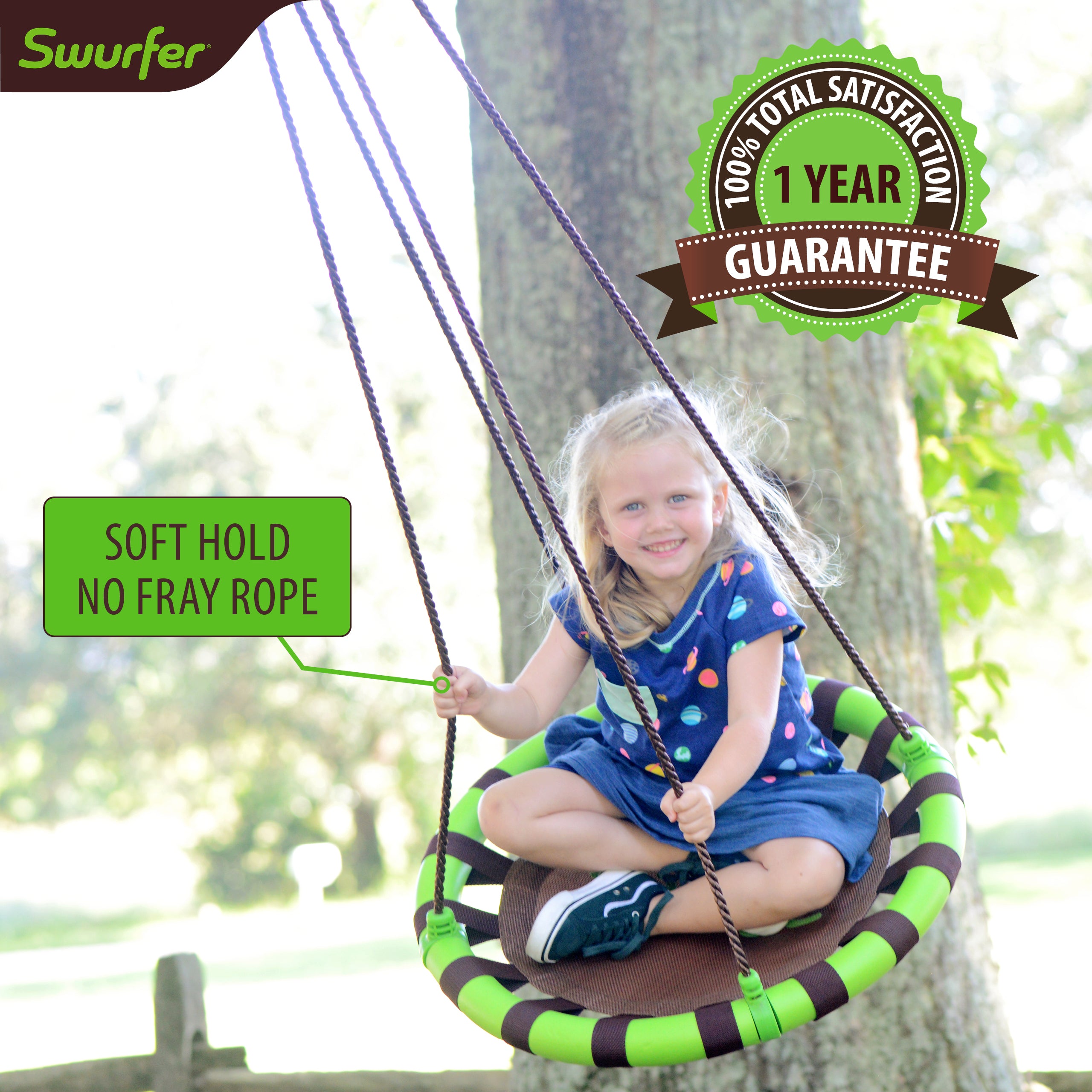 24" Orbit, Mesh-Padded Saucer Tree Swing, Holds 1 Kid