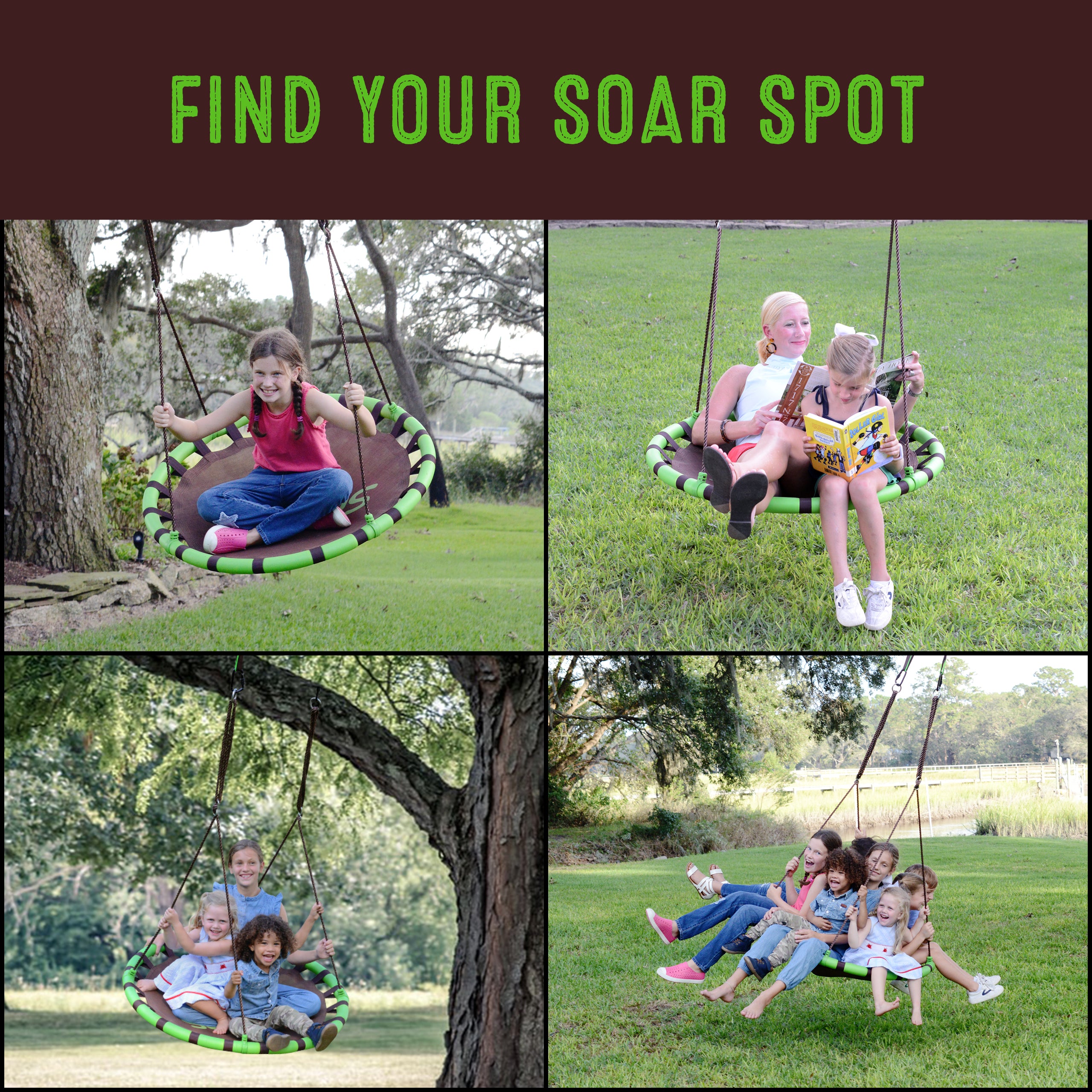 40" Orbit, Mesh-Padded Saucer Tree Swing, Holds up to 4 Kids