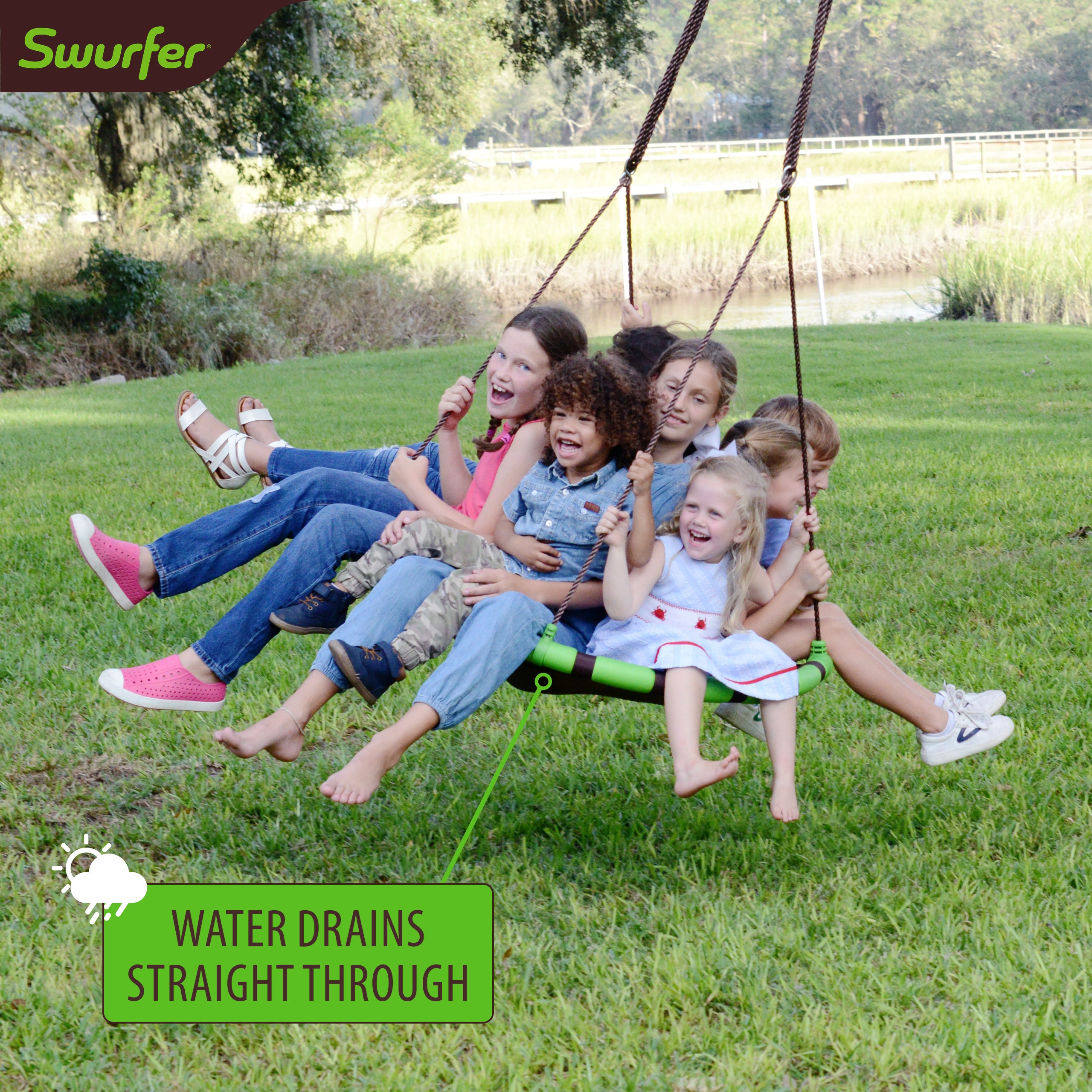 40" Orbit, Mesh-Padded Saucer Tree Swing, Holds up to 4 Kids