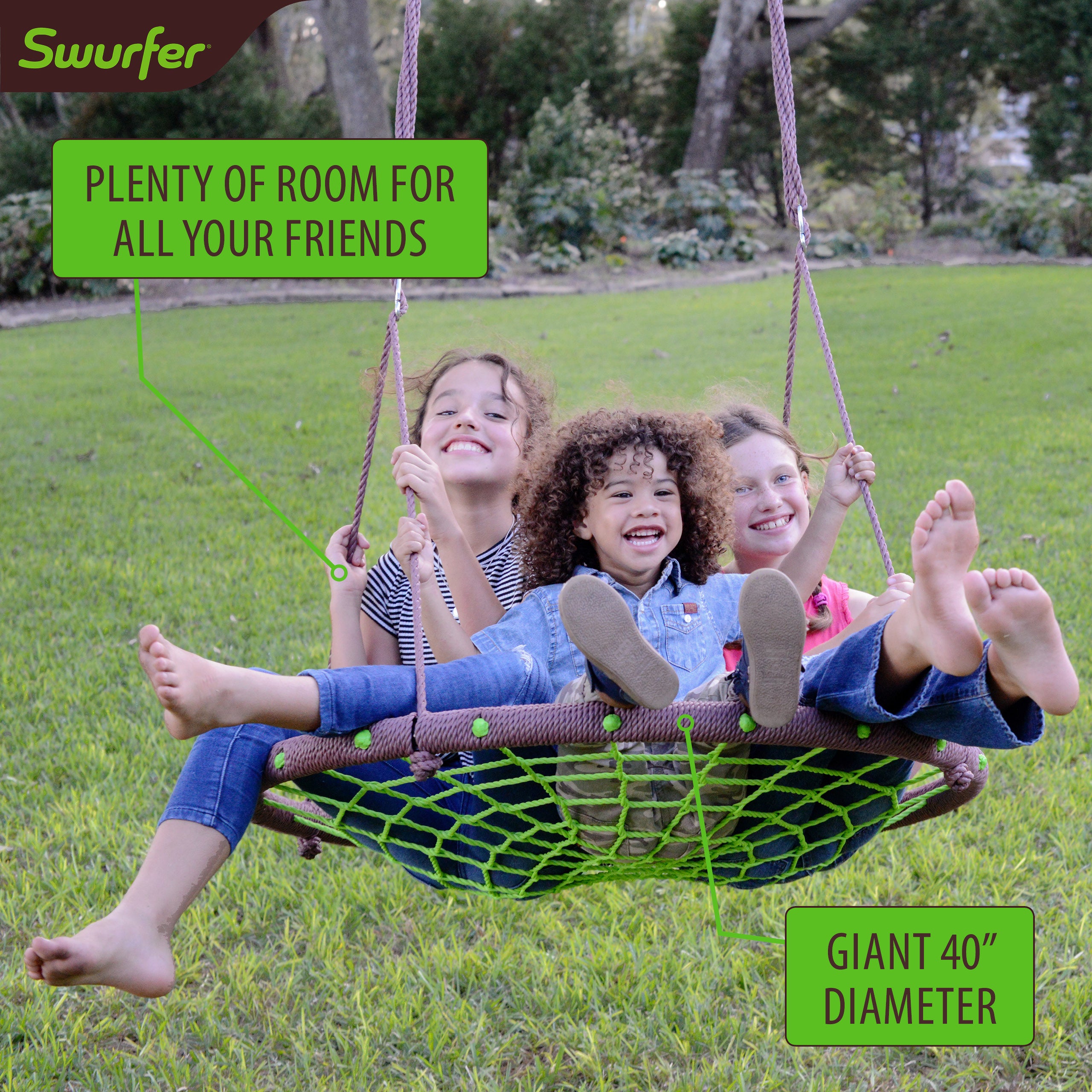 40" Spider Rider Woven Rope Web Swing, Hold up to 4 Kids