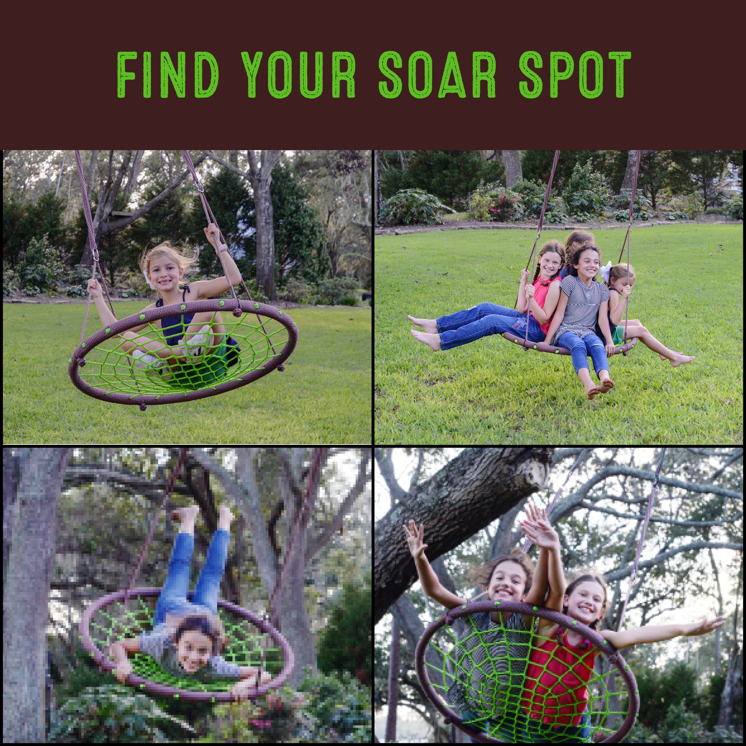 40" Spider Rider Woven Rope Web Swing, Hold up to 4 Kids