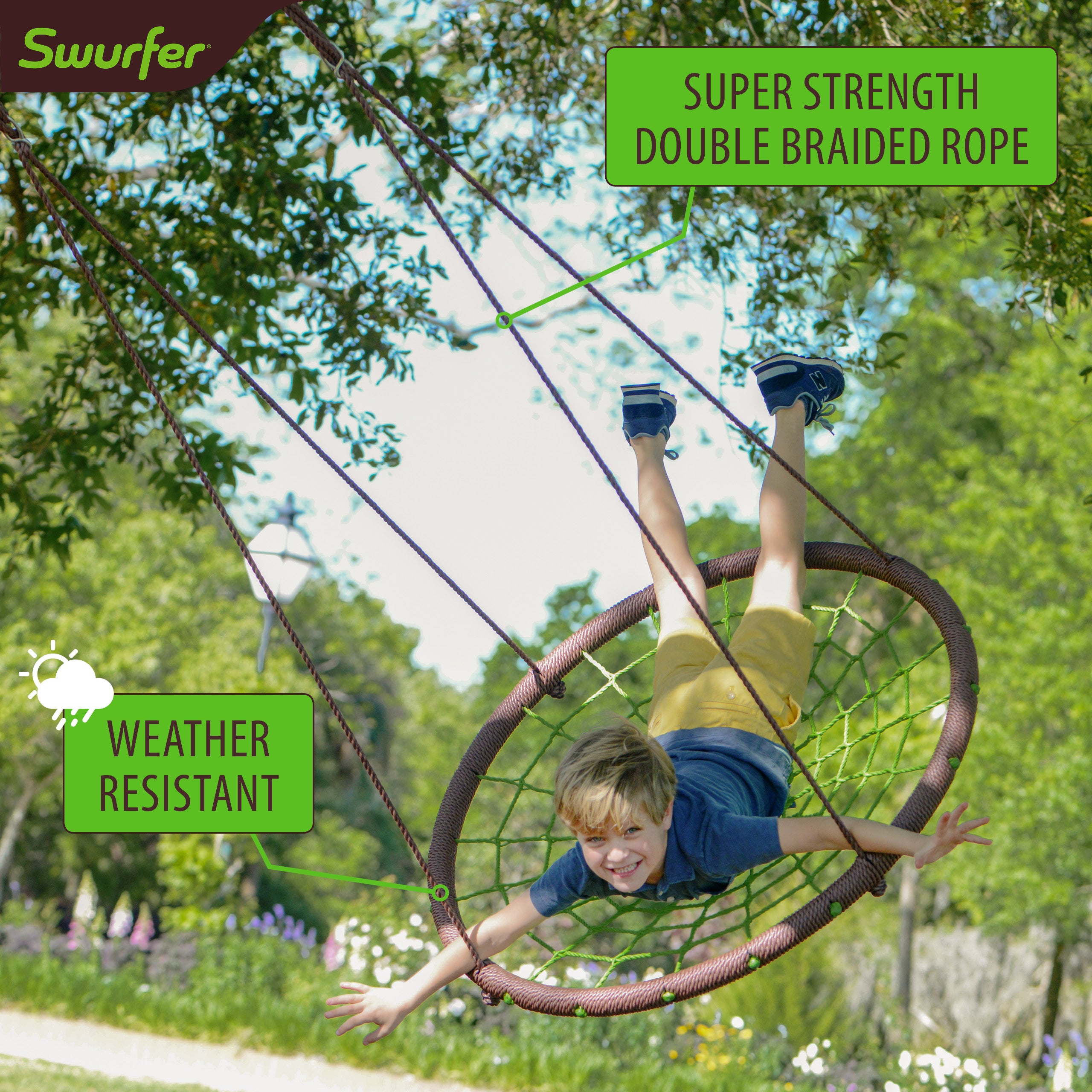 40" Spider Rider Woven Rope Web Swing, Hold up to 4 Kids