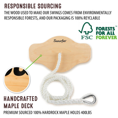 Swurfer Swift — Curved Maple Wood Tree Swing for Kids