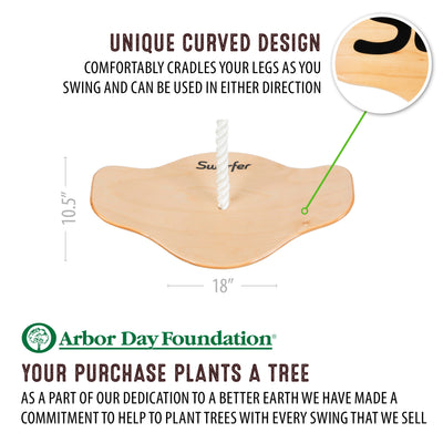 Swurfer Swift — Curved Maple Wood Tree Swing for Kids