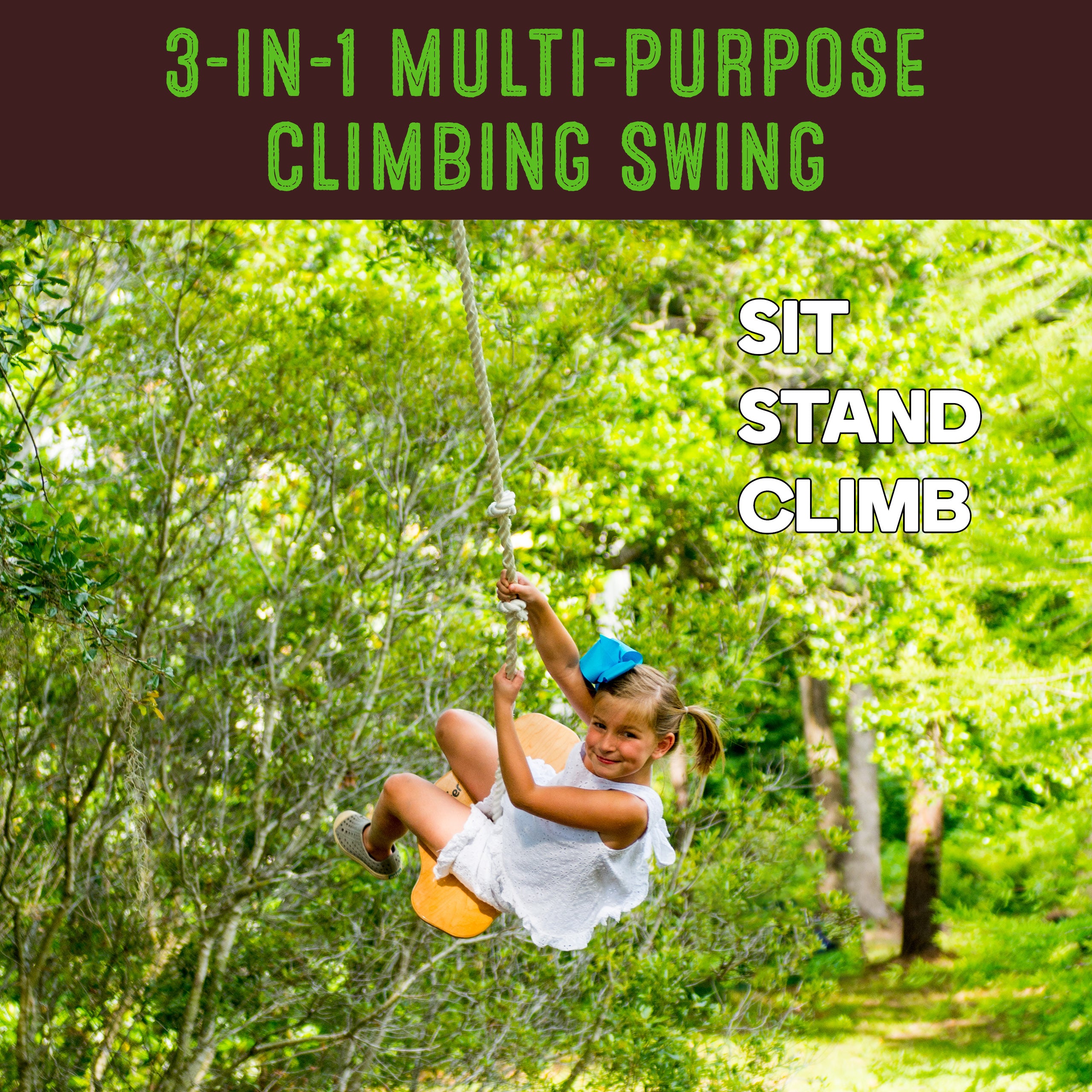 Swurfer Swift — Curved Maple Wood Tree Swing for Kids