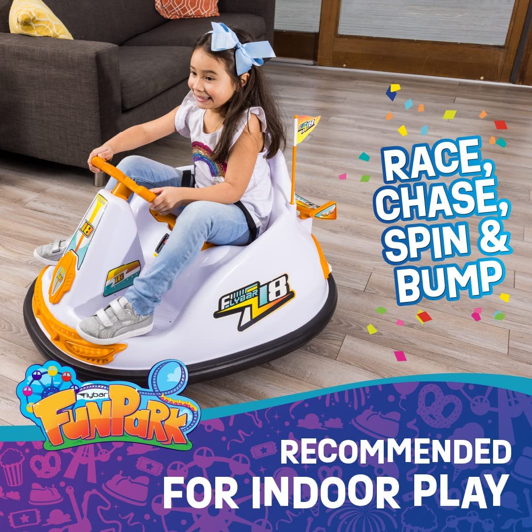 FunPark 12V Bumper Car for Kids with Steering Wheel, 360 Degree Spin, Supports up to 88lbs, For Ages 6 and Up