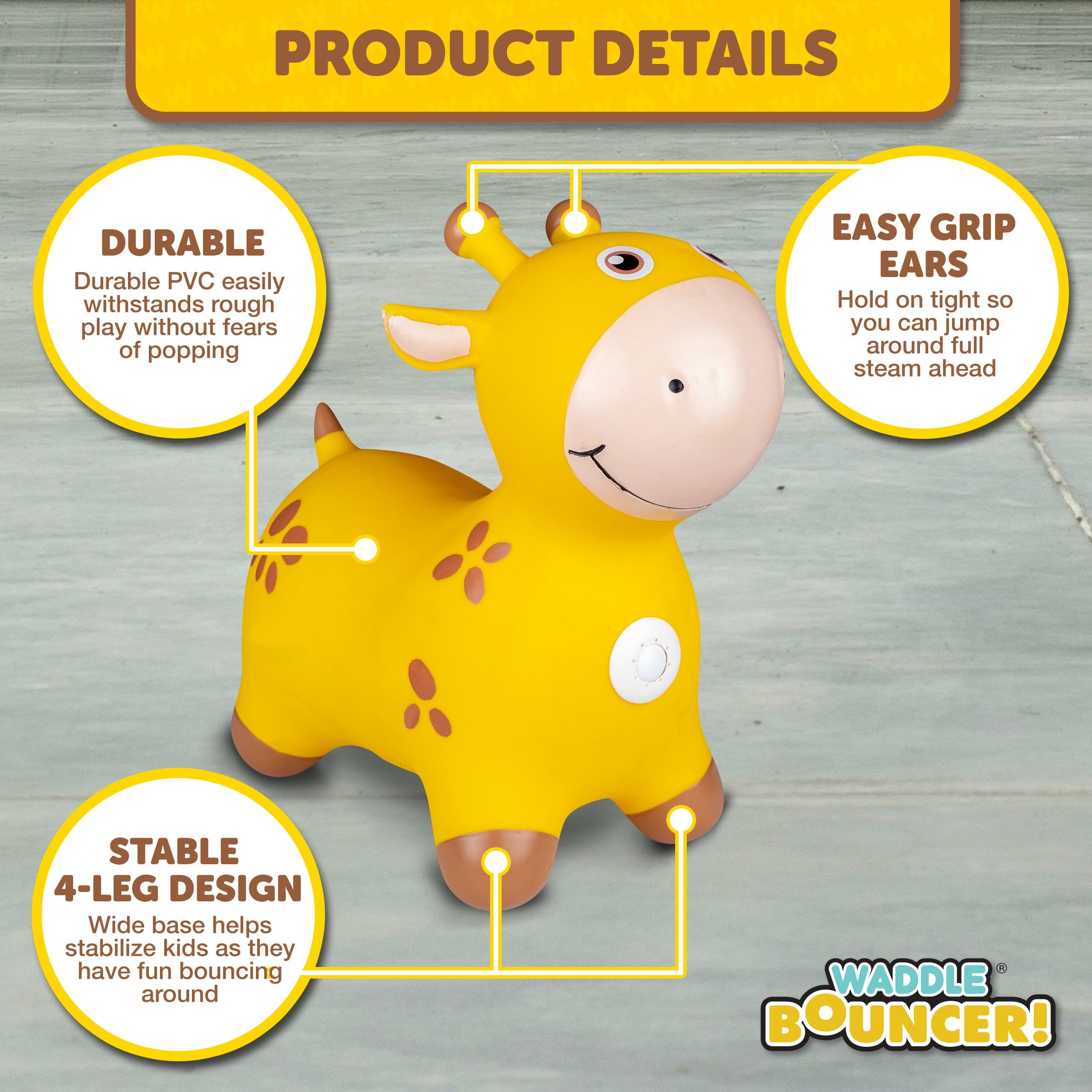 Waddle Animal Bouncy Hoppers, Indoor/Outdoor, Ages 2+