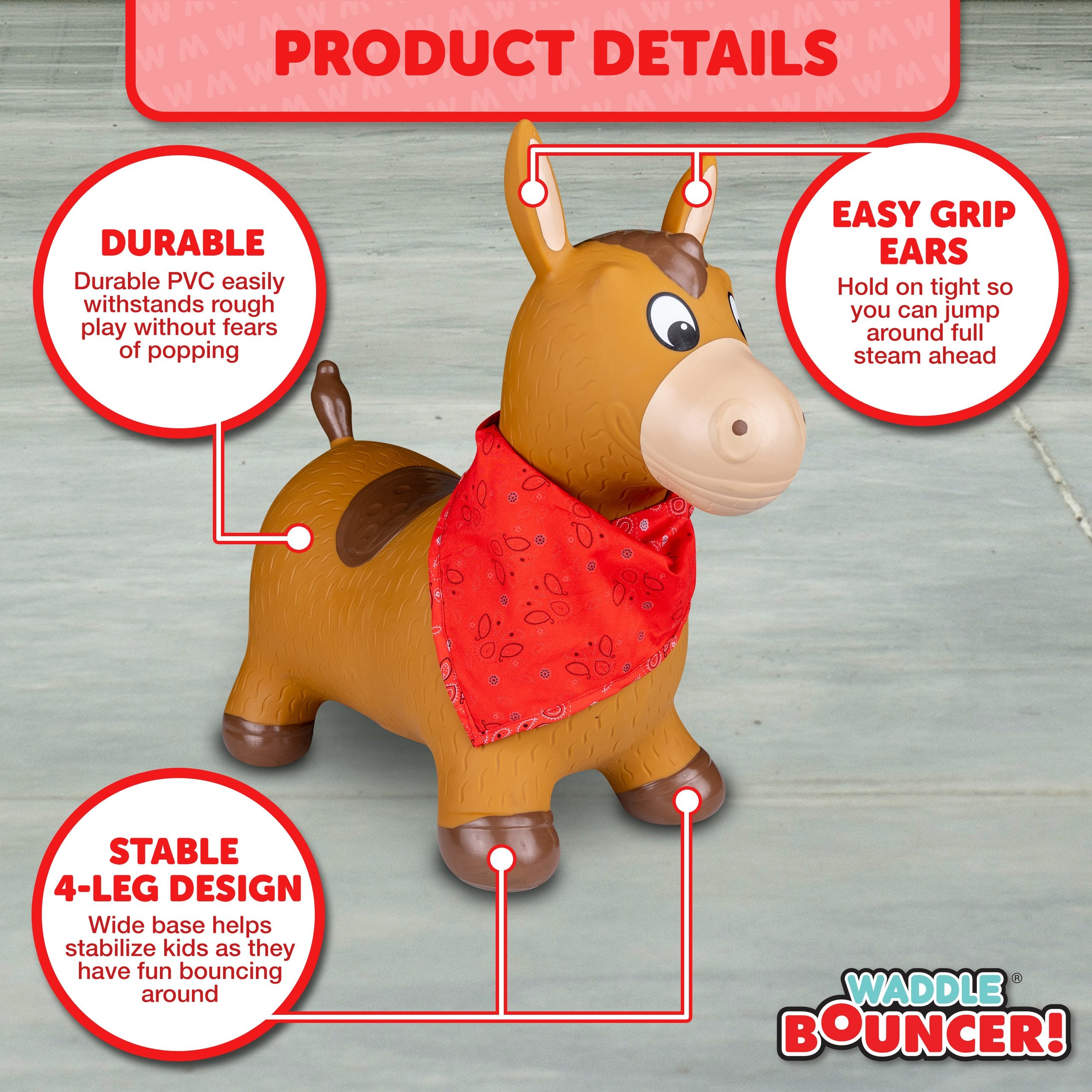 Waddle Animal Bouncy Hoppers, Indoor/Outdoor, Ages 2+