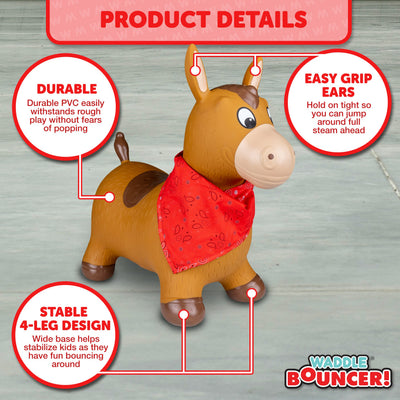 Waddle Animal Bouncy Hoppers, Indoor/Outdoor, Ages 2+
