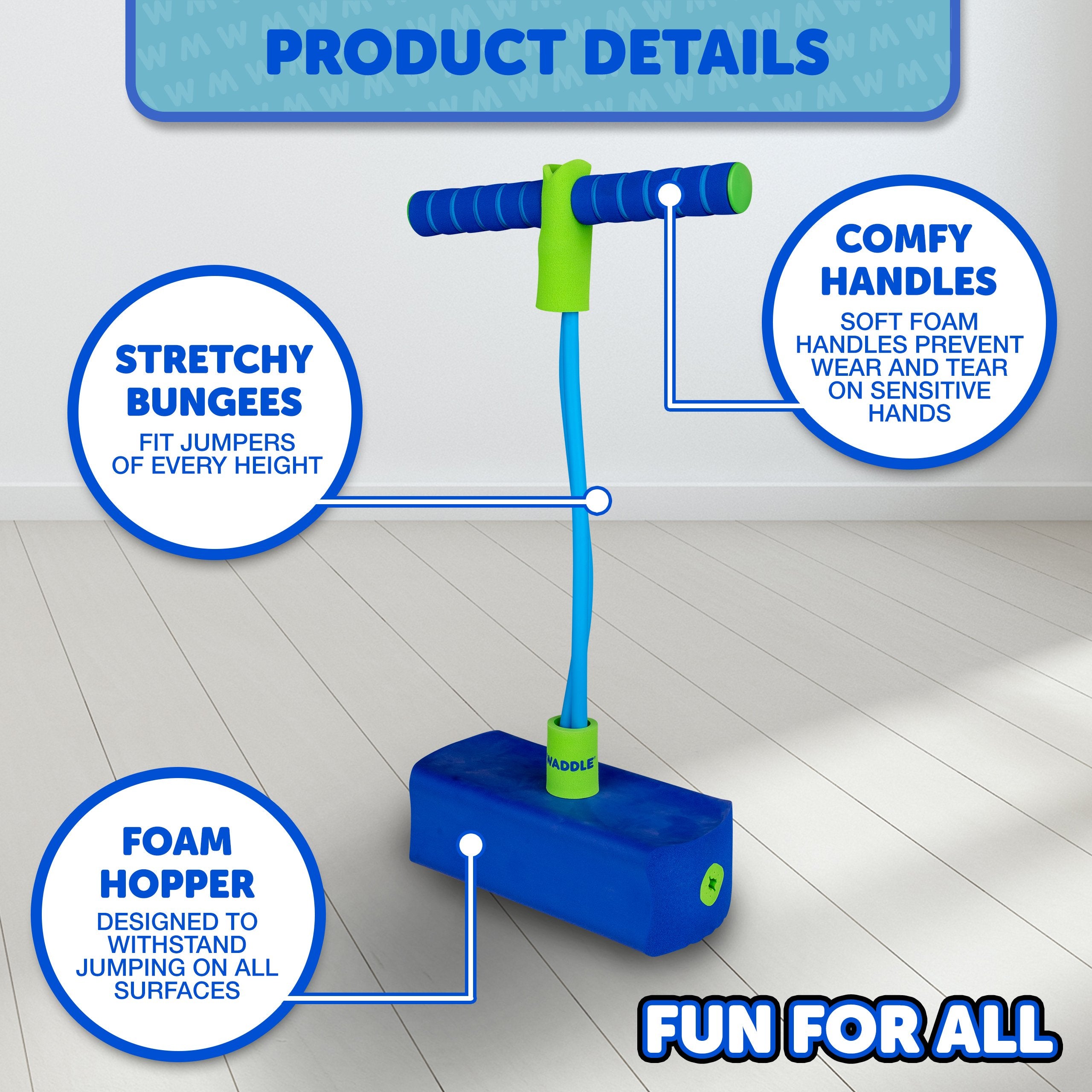 Waddle Pogo Hopper Jumper for Kids Ages 3 & Up