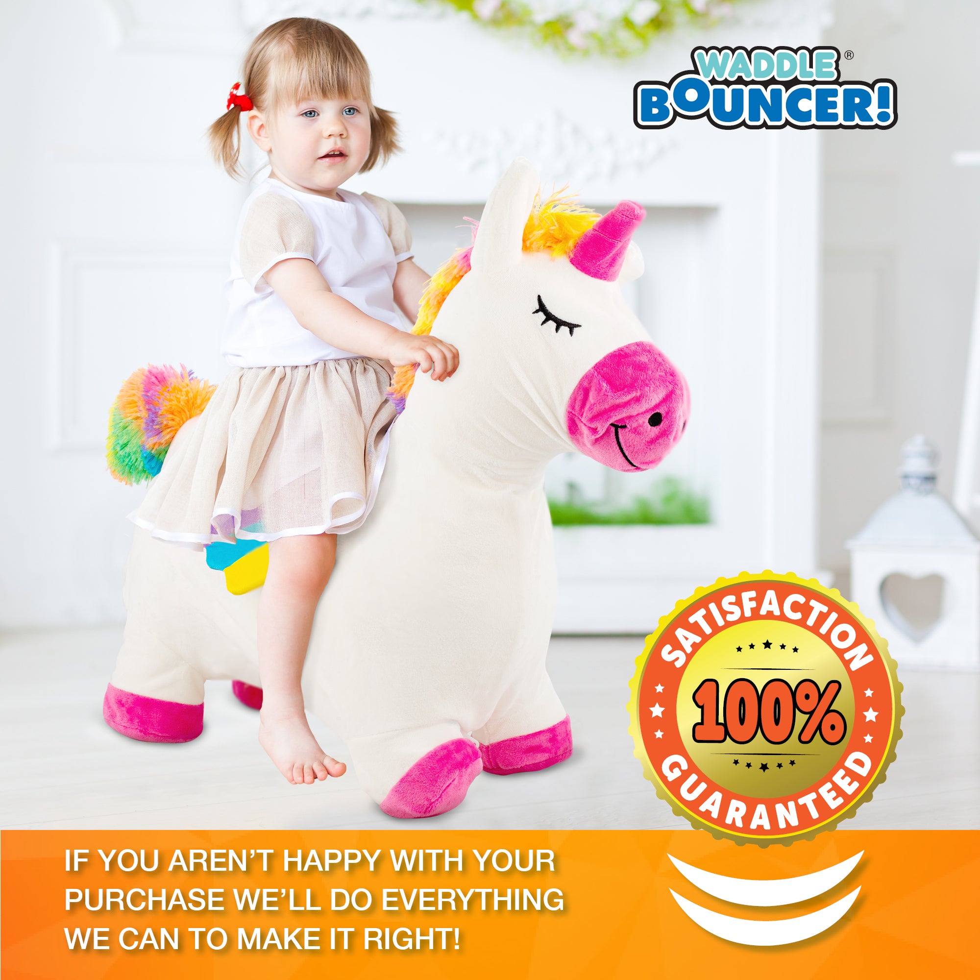 Waddle Washable Plush Cover Bouncy Animal Hoppers, Ages 2+