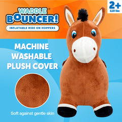 Waddle Washable Plush Cover Bouncy Animal Hoppers, Ages 2+