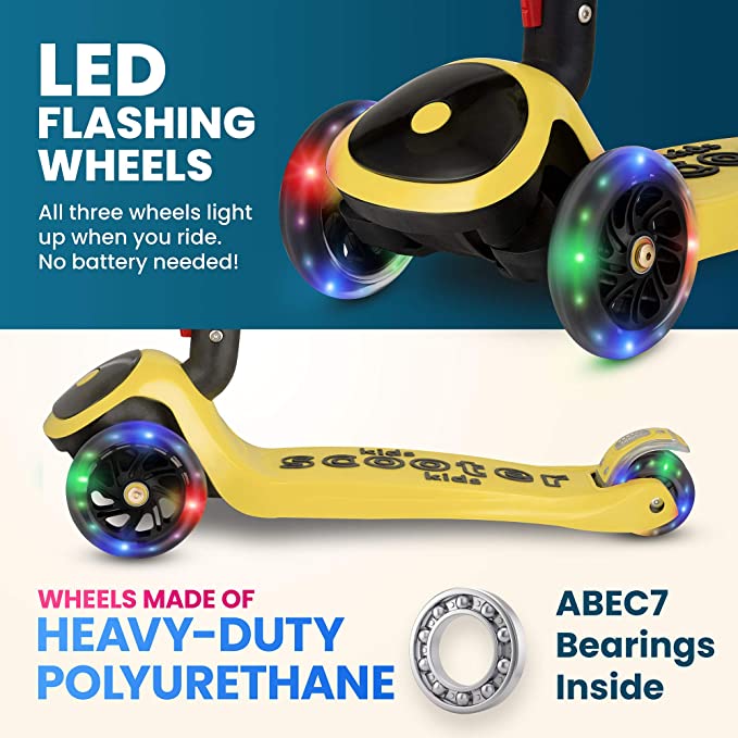 1-Pack 76mm 90mm Light Up Scooter Wheel Rear Led Flash Wheel 90mm Scooter Replacement Wheel For Kids Scooter (Black,76mm