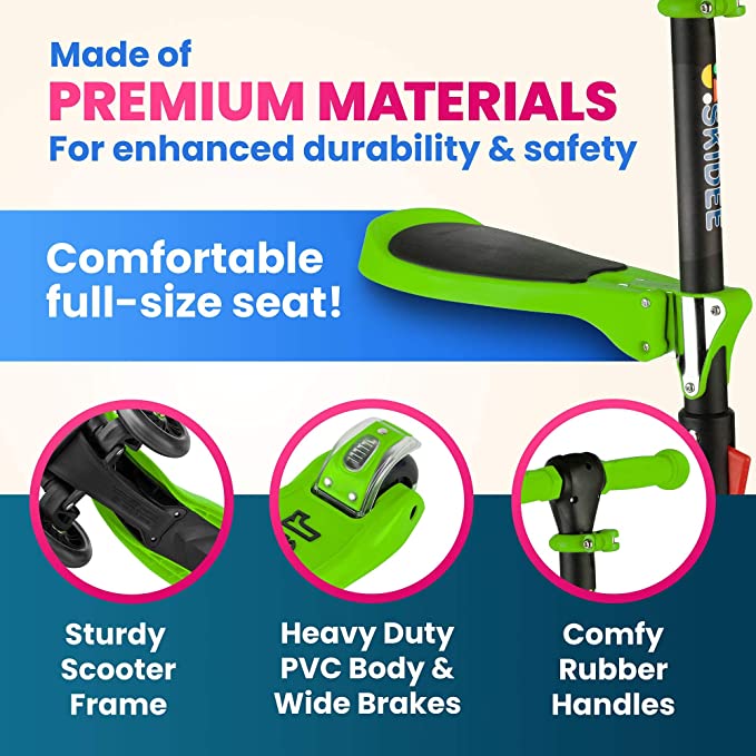 Y200 Kick Scooters for Kids Ages 3-5 (Suitable for 2-12 Year Old) Adjustable Height Foldable Scooter Removable Seat, 3 LED Light Wheels, Rear Brake, Wide Standing Board, Outdoor Activities for Boys/Girls