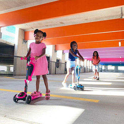Y200 Kick Scooters for Kids Ages 3-5 (Suitable for 2-12 Year Old) Adjustable Height Foldable Scooter Removable Seat, 3 LED Light Wheels, Rear Brake, Wide Standing Board, Outdoor Activities for Boys/Girls