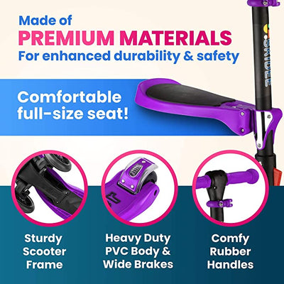 Y200 Kick Scooters for Kids Ages 3-5 (Suitable for 2-12 Year Old) Adjustable Height Foldable Scooter Removable Seat, 3 LED Light Wheels, Rear Brake, Wide Standing Board, Outdoor Activities for Boys/Girls