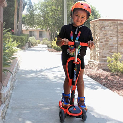 Y200 Kick Scooters for Kids Ages 3-5 (Suitable for 2-12 Year Old) Adjustable Height Foldable Scooter Removable Seat, 3 LED Light Wheels, Rear Brake, Wide Standing Board, Outdoor Activities for Boys/Girls