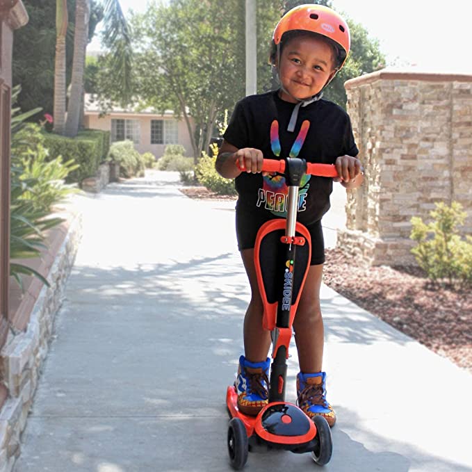 Y200 Kick Scooters for Kids Ages 3-5 (Suitable for 2-12 Year Old) Adjustable Height Foldable Scooter Removable Seat, 3 LED Light Wheels, Rear Brake, Wide Standing Board, Outdoor Activities for Boys/Girls