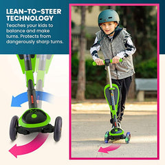 Y200 Kick Scooters for Kids Ages 3-5 (Suitable for 2-12 Year Old) Adjustable Height Foldable Scooter Removable Seat, 3 LED Light Wheels, Rear Brake, Wide Standing Board, Outdoor Activities for Boys/Girls