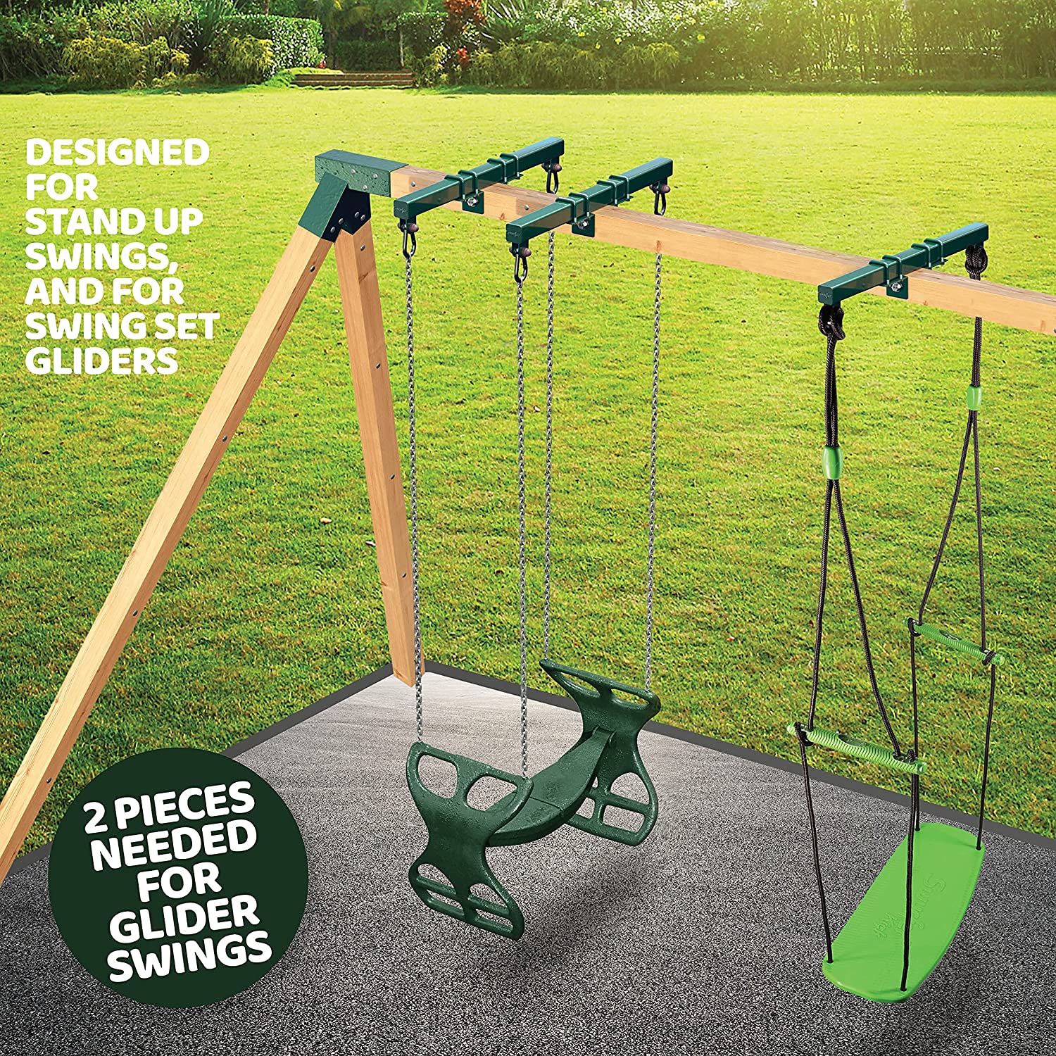 Heavy Duty Swingset Conversion Bracket No Tree No problem Green