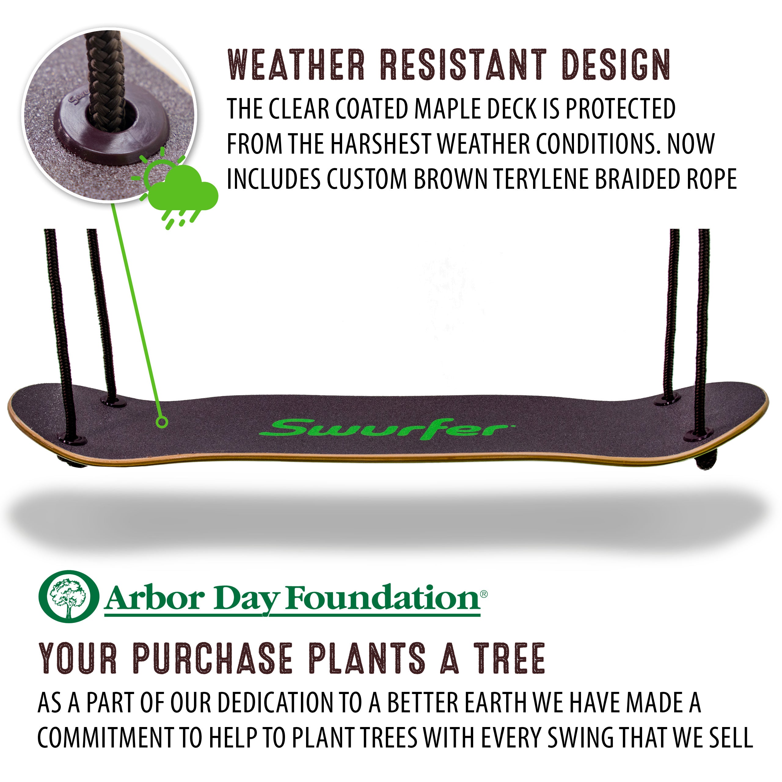 TreeSkate Stand Up Skateboard Tree Swing, Ages 6+