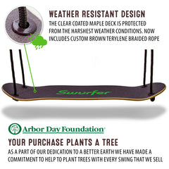TreeSkate Stand Up Skateboard Tree Swing, Ages 6+