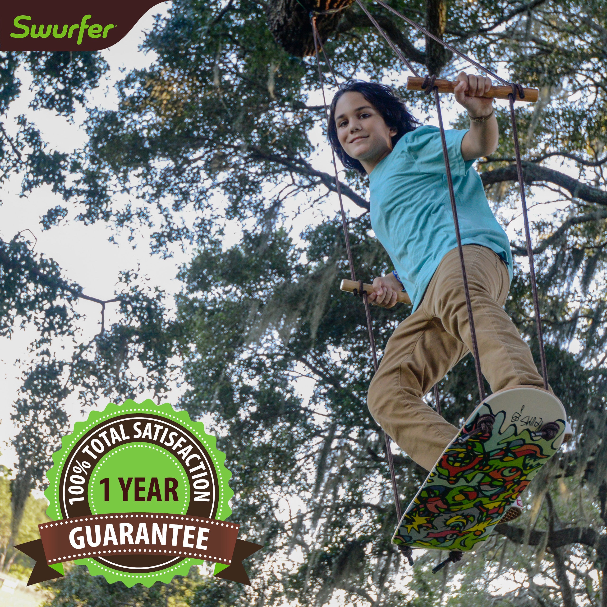 TreeSkate Stand Up Skateboard Tree Swing, Ages 6+